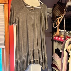 Dantelle Charcoal Tunic with Ruffled Hem